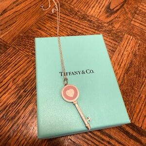 Rare Tiffany & Co. Purple Heart Key Pendant Necklace